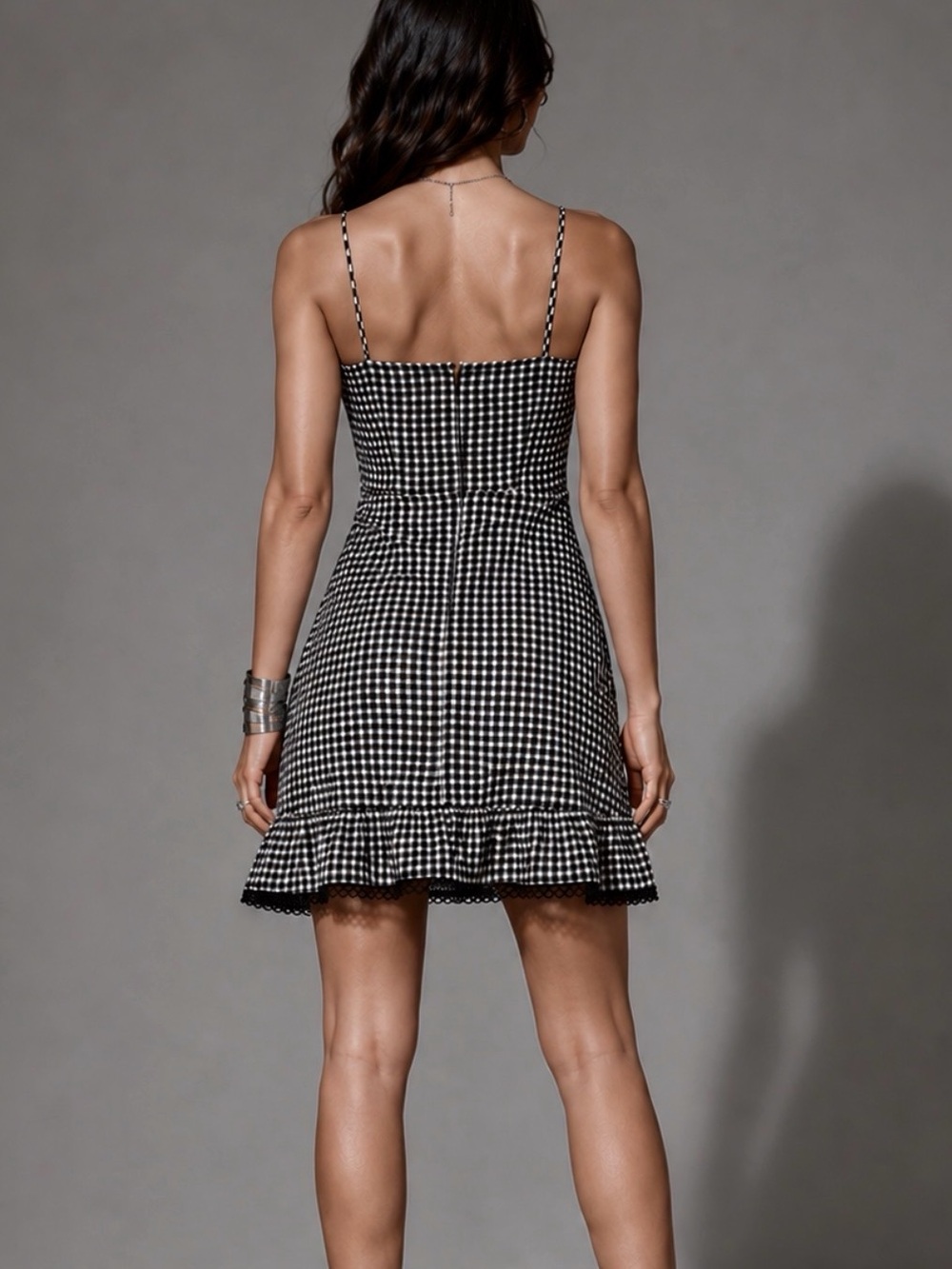 Revolve BB DAKOTA Gingham Ruffle Coquette Mini Dress Size 4 - Picture 9 of 10